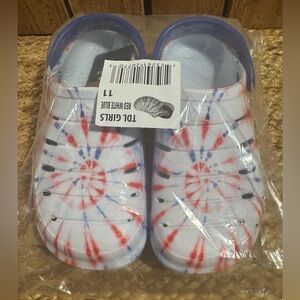 July 4th Girls Red and Blue Tie-Dye Kids Clogs Sz 11